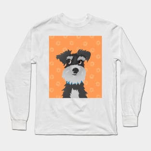 Salt and Pepper Miniature Schnauzer Dog with Orange Daisies Long Sleeve T-Shirt